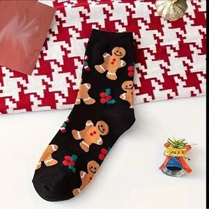Festive Gingerbread Black Socks